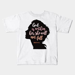 God is Within Her, She Will Not Fall Kids T-Shirt